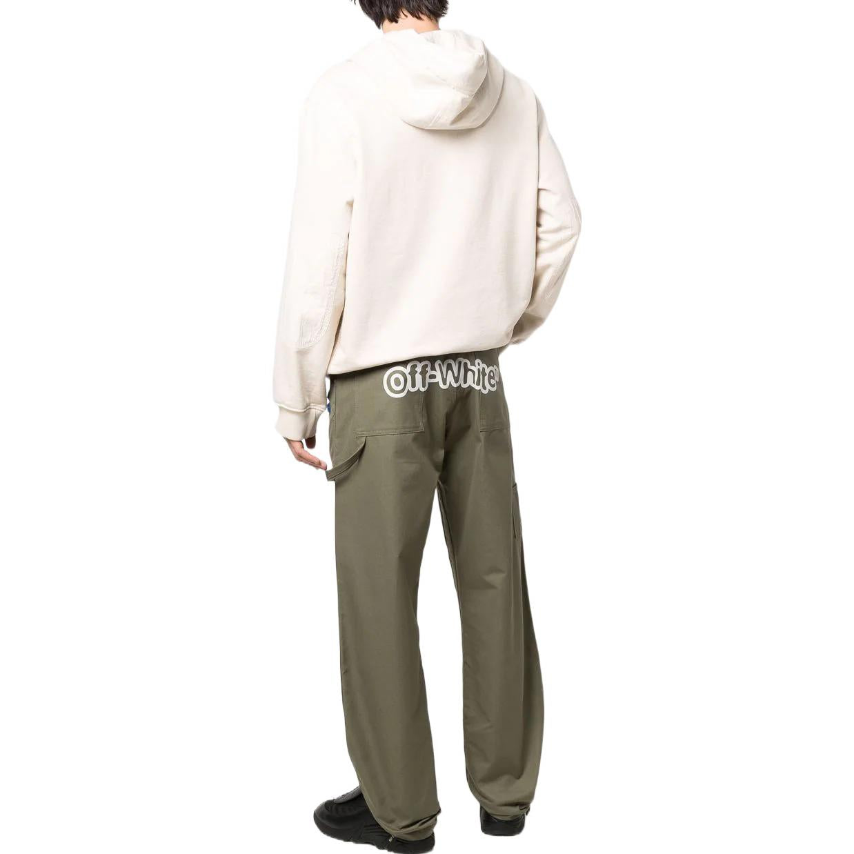 Men's Off-White Logo Printing Cargo Straight-Leg Casual Pants/Trousers Military Green OMCA209S22FAB0025601