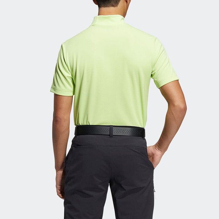 adidas Printing Logo Splicing Stand Collar Short Sleeve Green HA3121