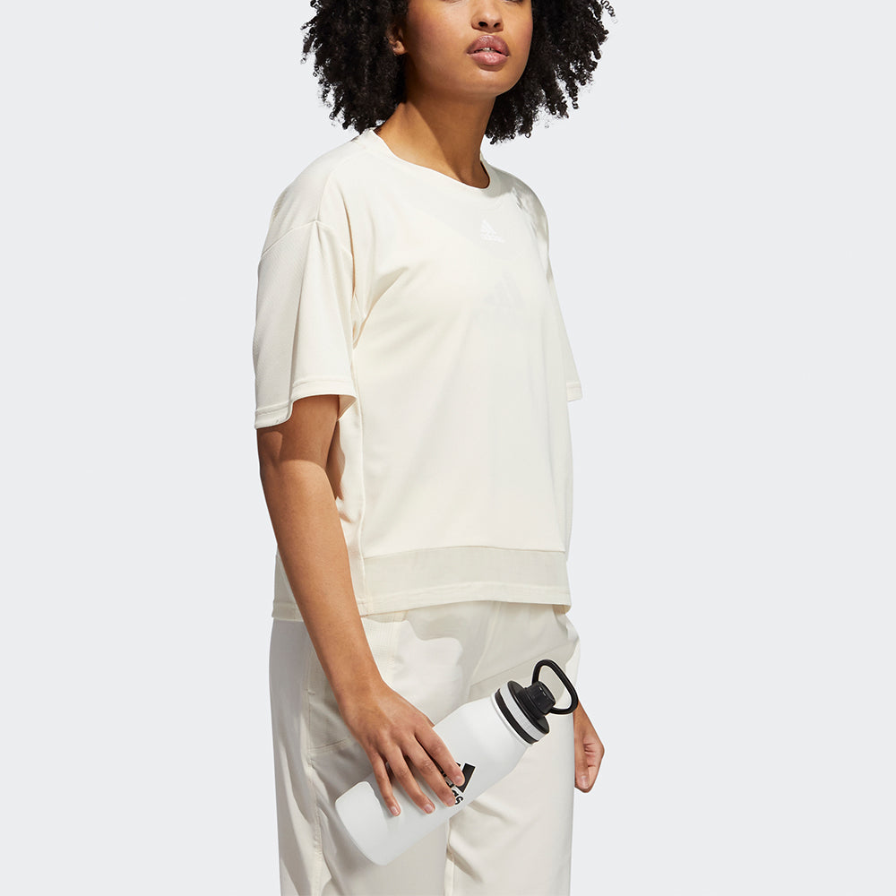 (WMNS) adidas Trn T Heat.Rdy Mesh Splicing Solid Color Training Sports Short Sleeve Creamy White GR8223