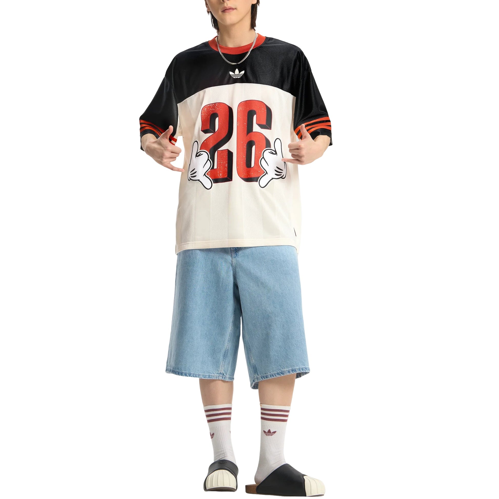 adidas x Disney Mickey Mouse Jersey Asia Sizing 'Black Wonder White' KU3104