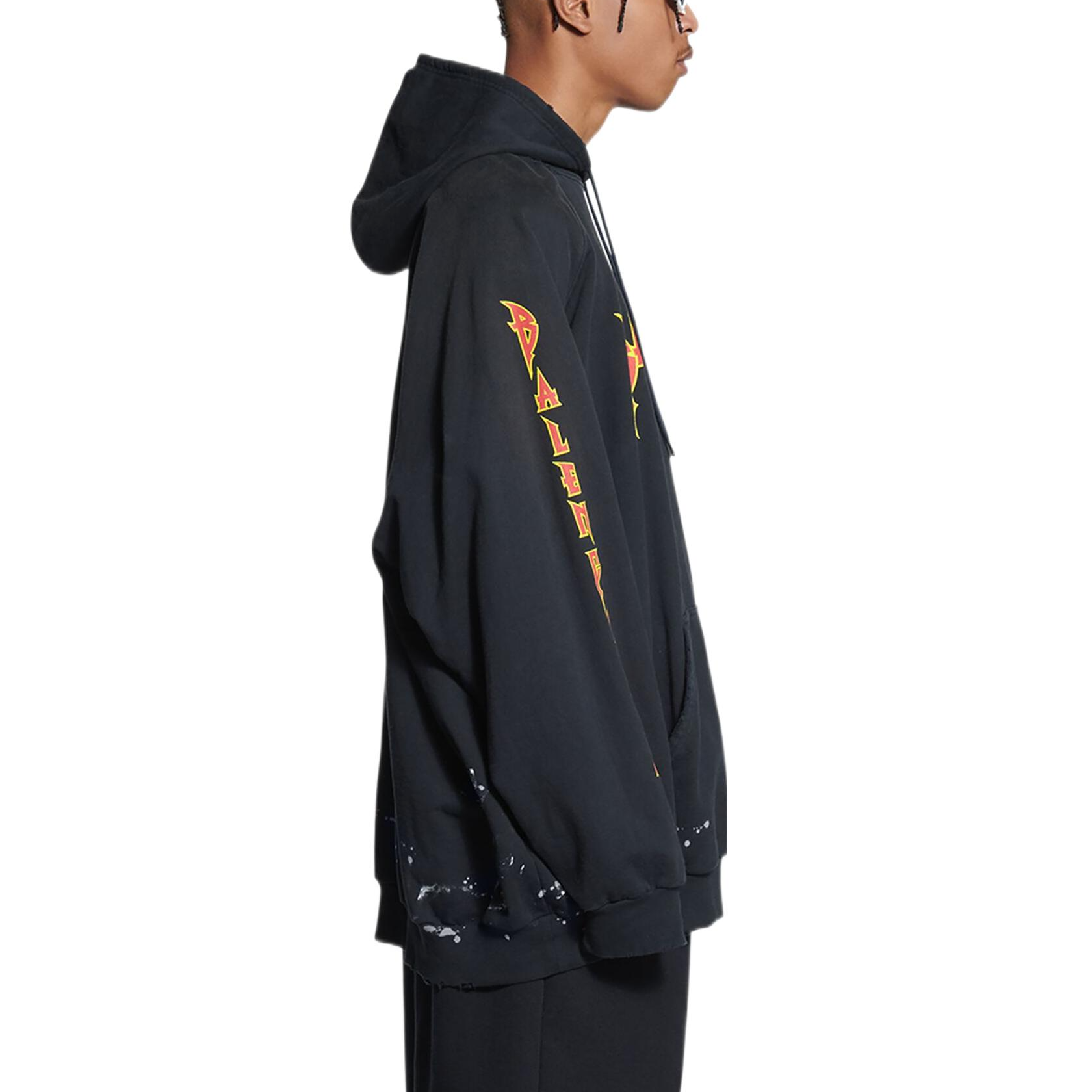 Balenciaga SBalenciaga Metallica Hoodie Oversized Fit 'Black Orange' 697879TMV891055