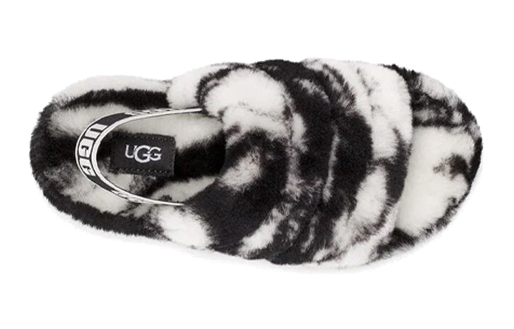 (PS) UGG Fluff Yeah Slide 'Black White Marble' 1123636K-BLK