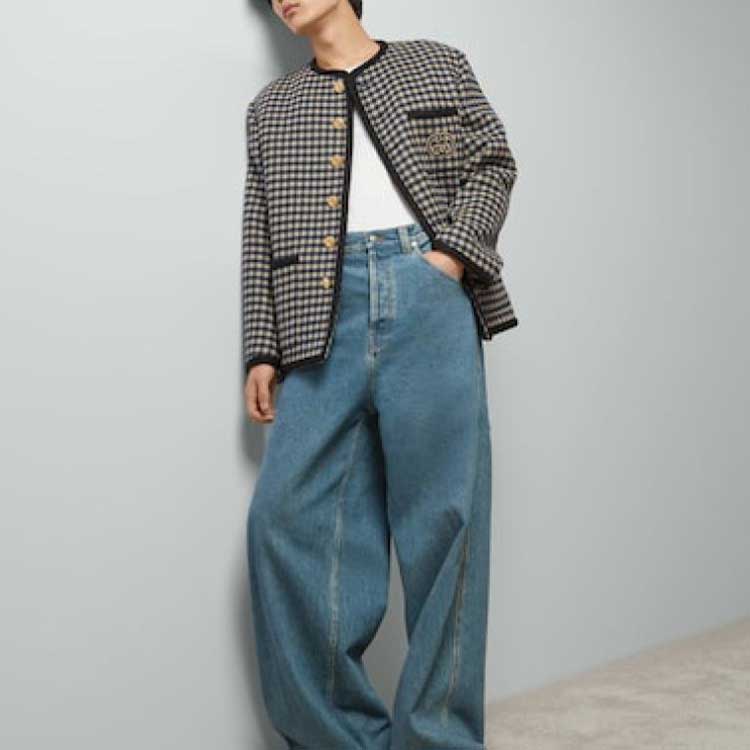 Gucci Wool Gingham Jacket With Interlocking G 'Beige Blue' 770950-ZAO92-9276