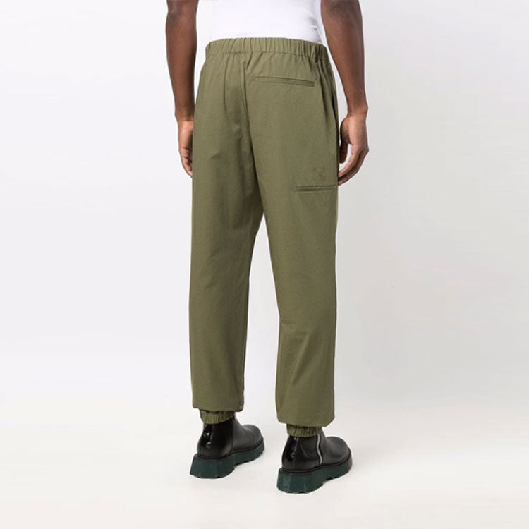 Men's Off-White FW21 Solid Color Bundle Feet Sports Pants/Trousers/Joggers Loose Fit Green OMCG029F21FAB0015555