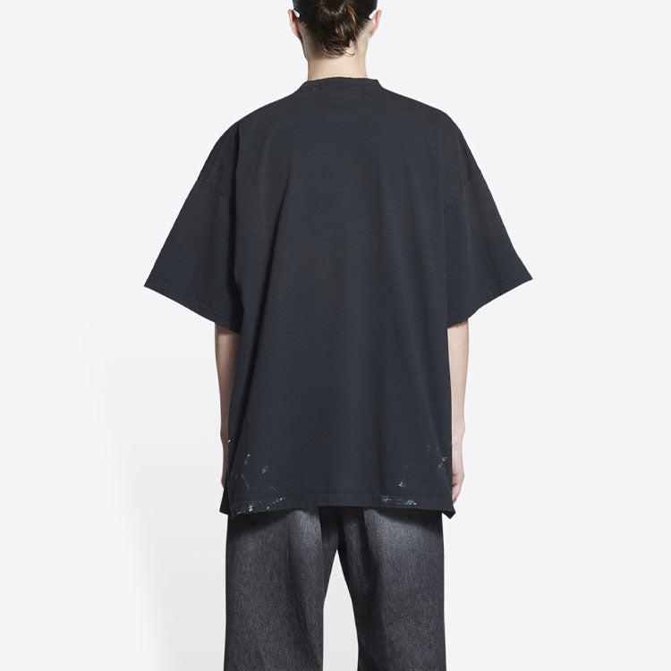 Balenciaga Metallica Short Sleeve T-Shirt Oversized Fit 'Black Orange' 694576TMV881055