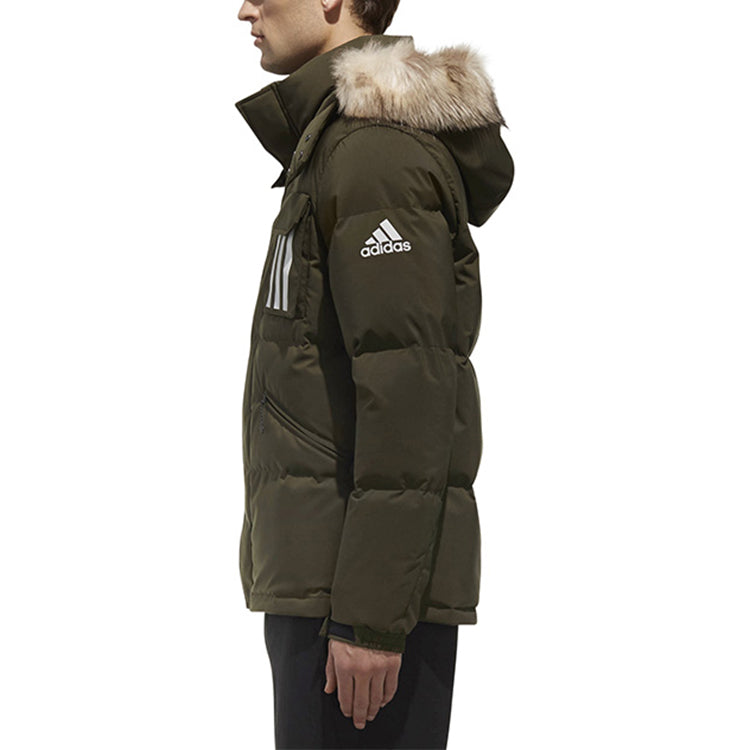 adidas originals hooded Sports Stay Warm Down Jacket Dark Green DT7918