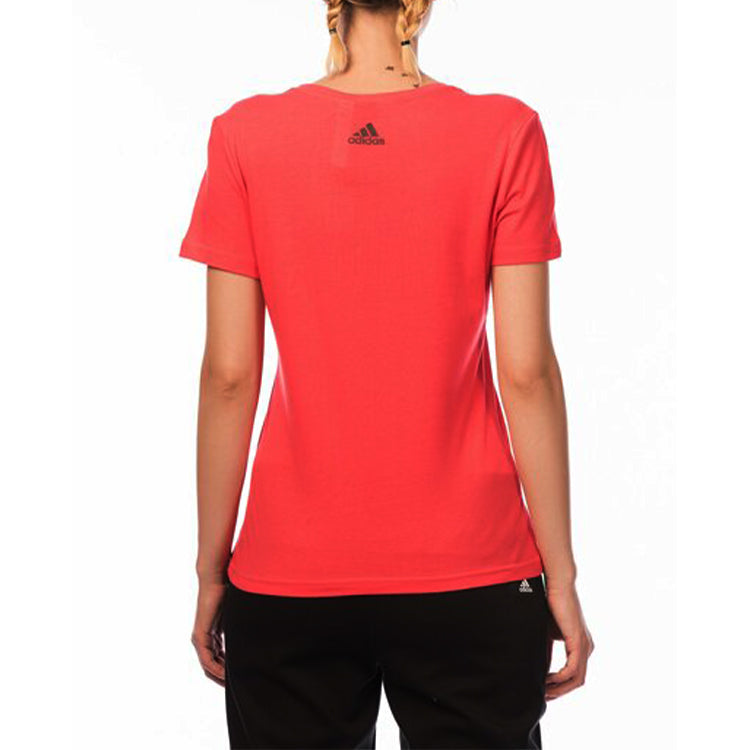 (WMNS) adidas SPECIAL LINEAR Sports Round Neck Short Sleeve Red BP8381