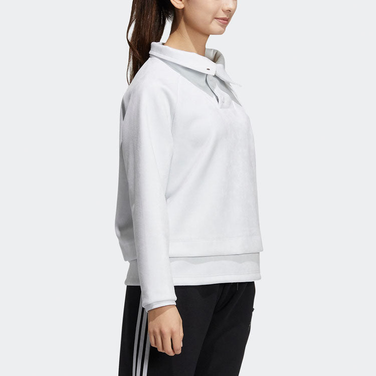 (WMNS) adidas Logo Printing Solid Color High Collar Hoodie White H07400