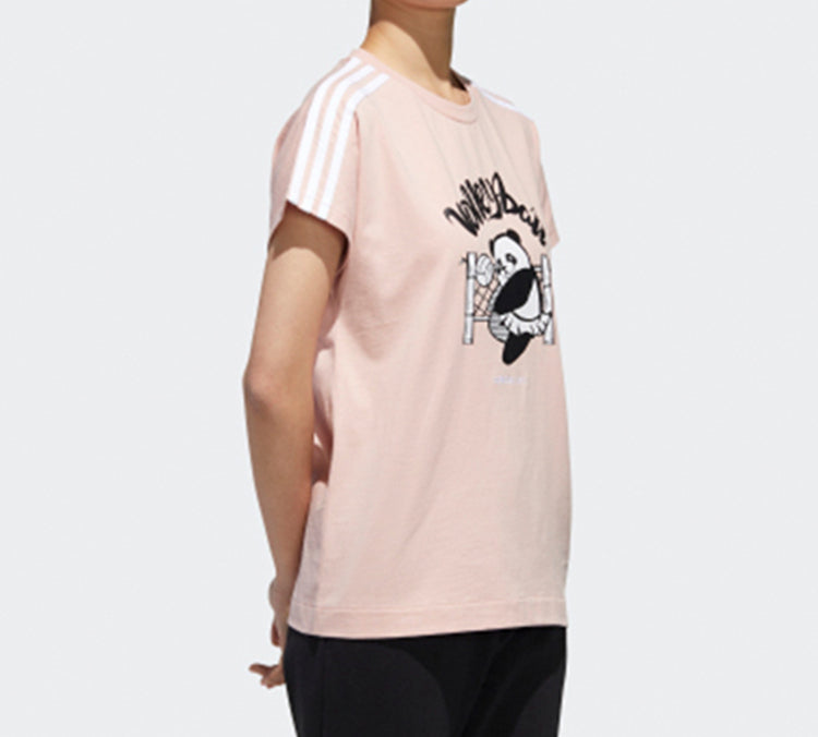 (WMNS) adidas neo Panda Tee Printing Loose Short Sleeve Pink Red GK1562