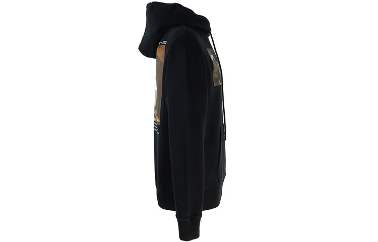 Men's Off-White Caravaggio Painting Character Alphabet Cotton Hooded Long Sleeves Pullover Black OMBB097S22FLE0011001