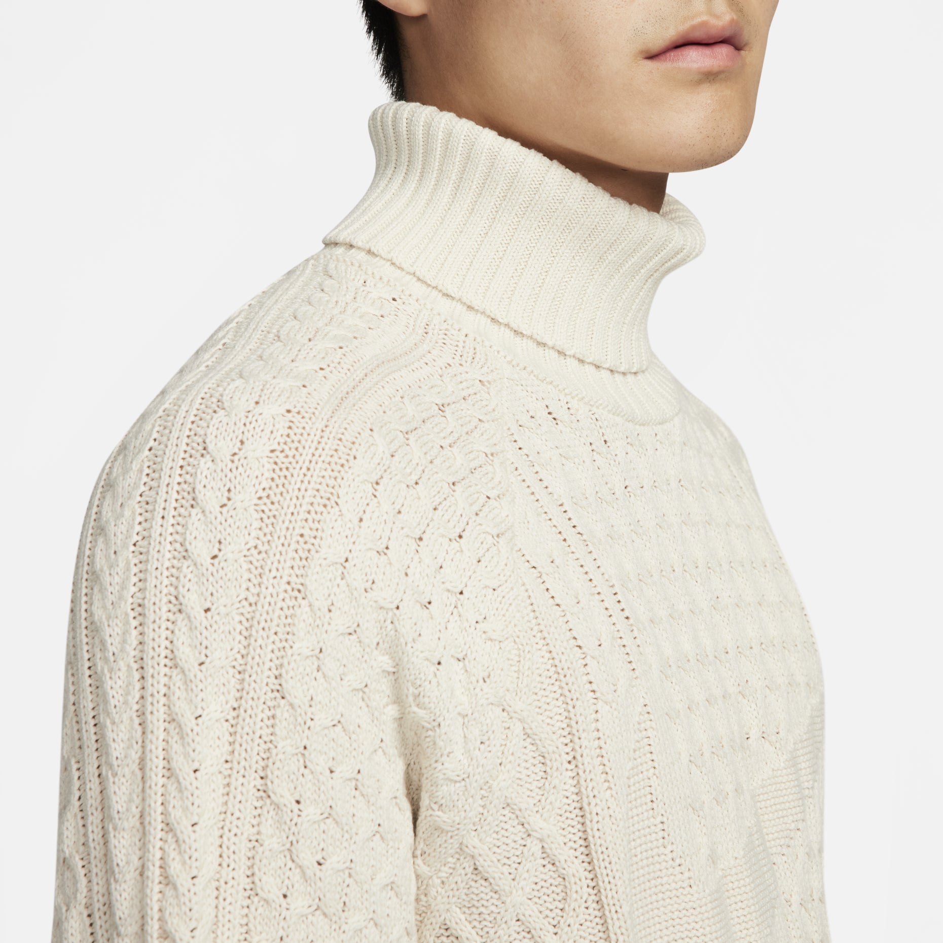 Nike Cable Knit Turtleneck Sweaters 'Beige' FB7771-072