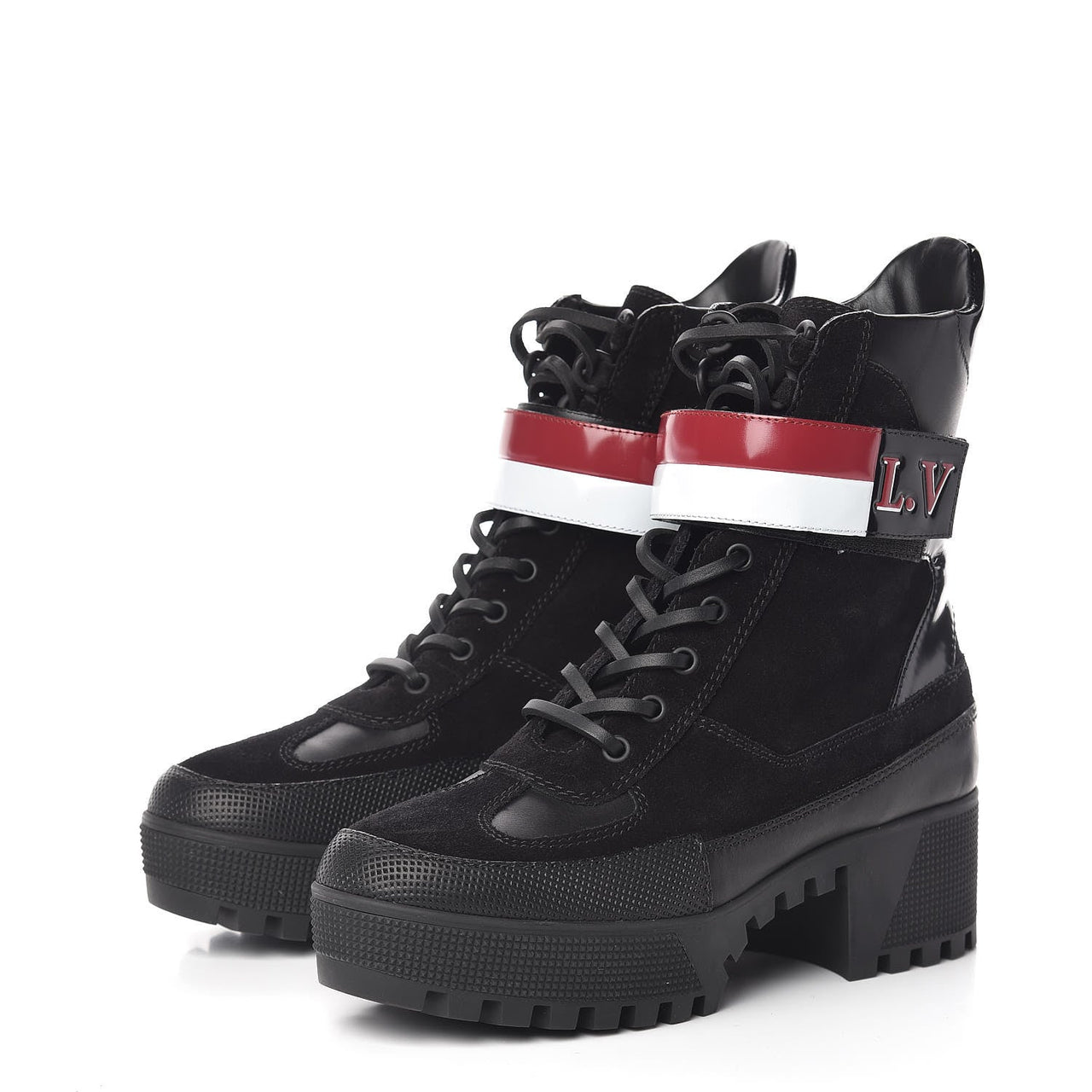 (WMNS) LOUIS VUITTON Laureate Platform Desert Boots 'Black' 1A4FDU