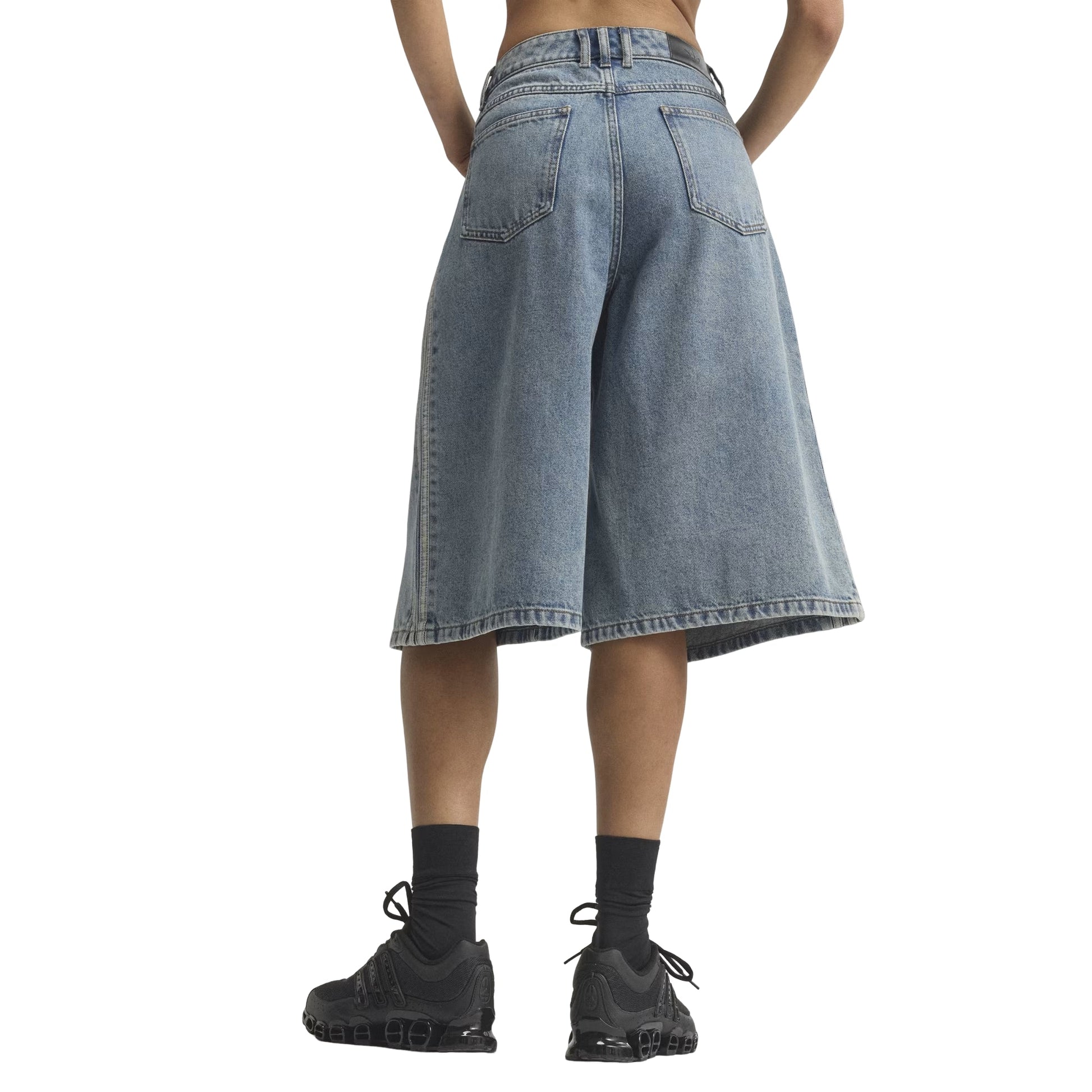 (WMNS) adidas Mid Rise Denim Jorts Asia Sizing 'Worn Blue Denim' KQ6478