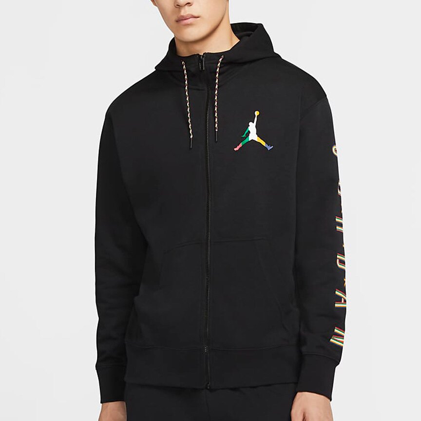 Air Jordan Zipper Cardigan Hooded Jacket Men's Black CZ5429-010