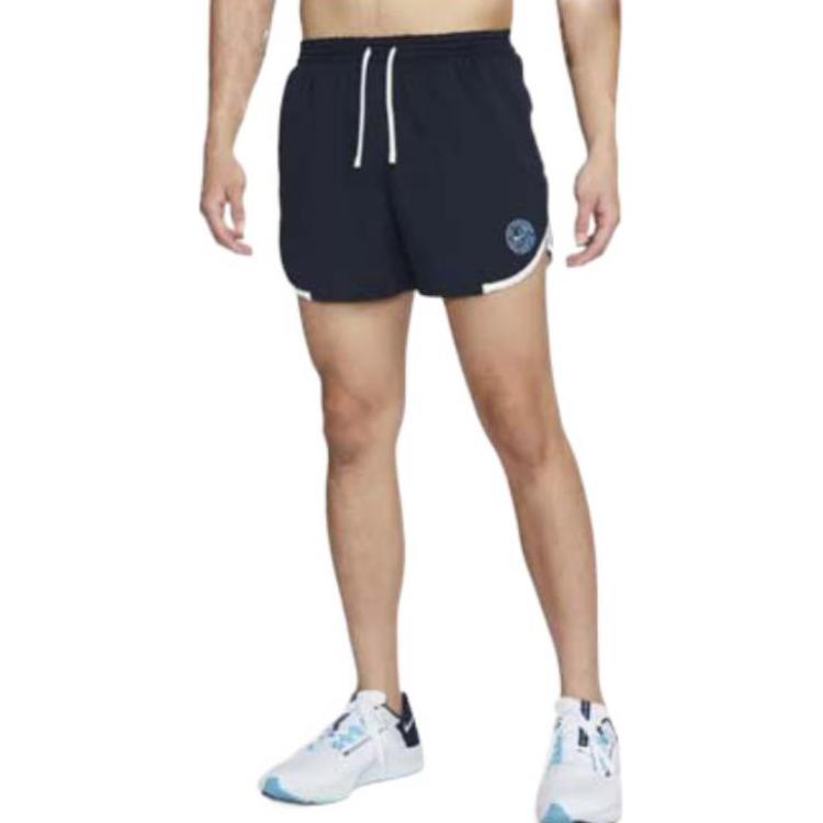 Men's Nike SS22 Logo Printing Elastic Waistband Lacing Knit Running Blue Shorts DM4740-475
