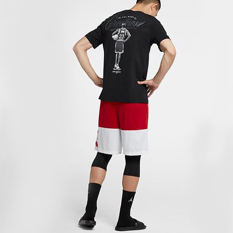 Air Jordan Back Print Basketball Short Sleeve Male Black CI0079-010