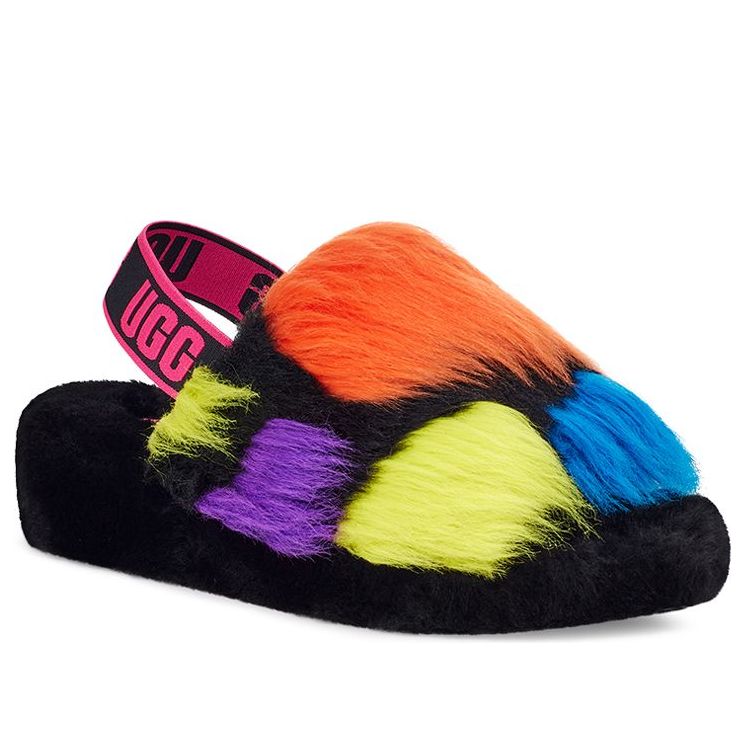 (WMNS) UGG Fluff Yeah Party Spots Slipper 'Black' 1125006-BLK