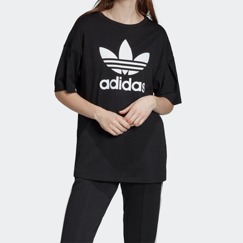 (WMNS) adidas originals logo T-shirt 'Black White' EC1884