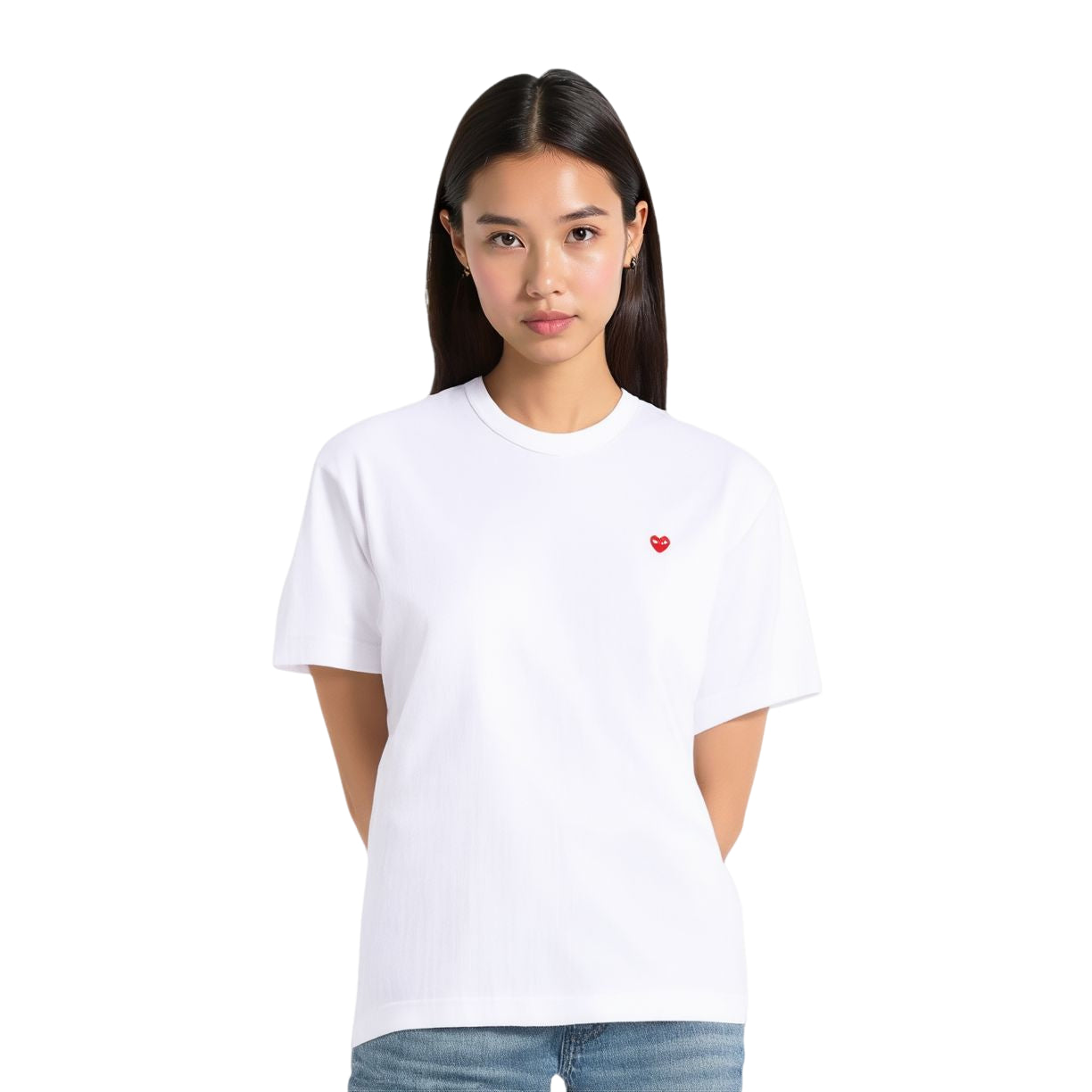 (WMNS) COMME des GARCONS PLAY FW25 PLAY Small Heart T-Shirt 'White' AZ-T303-051-2
