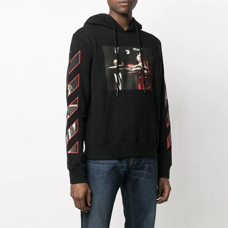 Off-White FW21 Painting Pattern Design hooded Long Sleeves Ordinary Version Black OMBB034R21FLE0041025-1