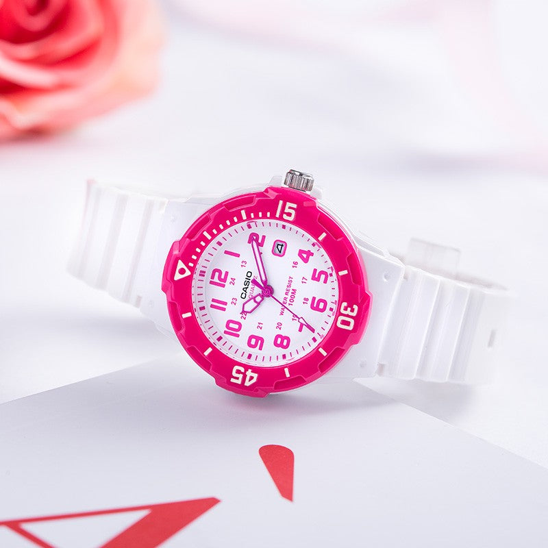 CASIO Waterproof Pink/White Analog LRW-200H-4B