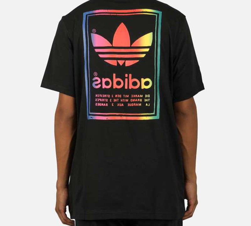 adidas originals Vintage Tee Multi-Color Gradient Logo Short Sleeve Black ED6917