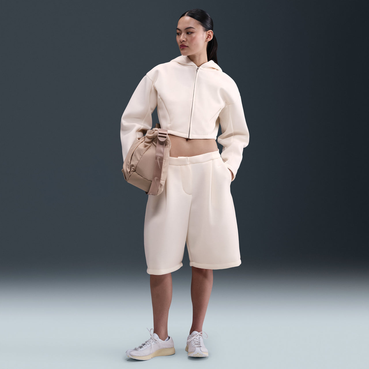 (WMNS) Nike Oversized Full-Zip Jacket 'Pale Ivory Sail' HV2077-110