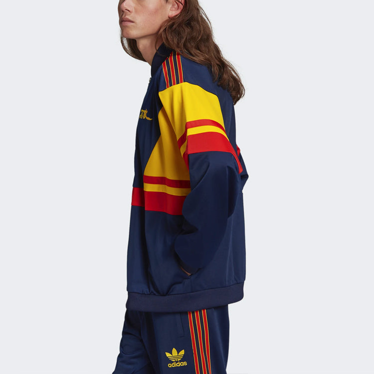 adidas originals Colorblock Stripe Logo Embroidered Soccer/Football Sports Jacket Arsenal Navy Blue HM4832