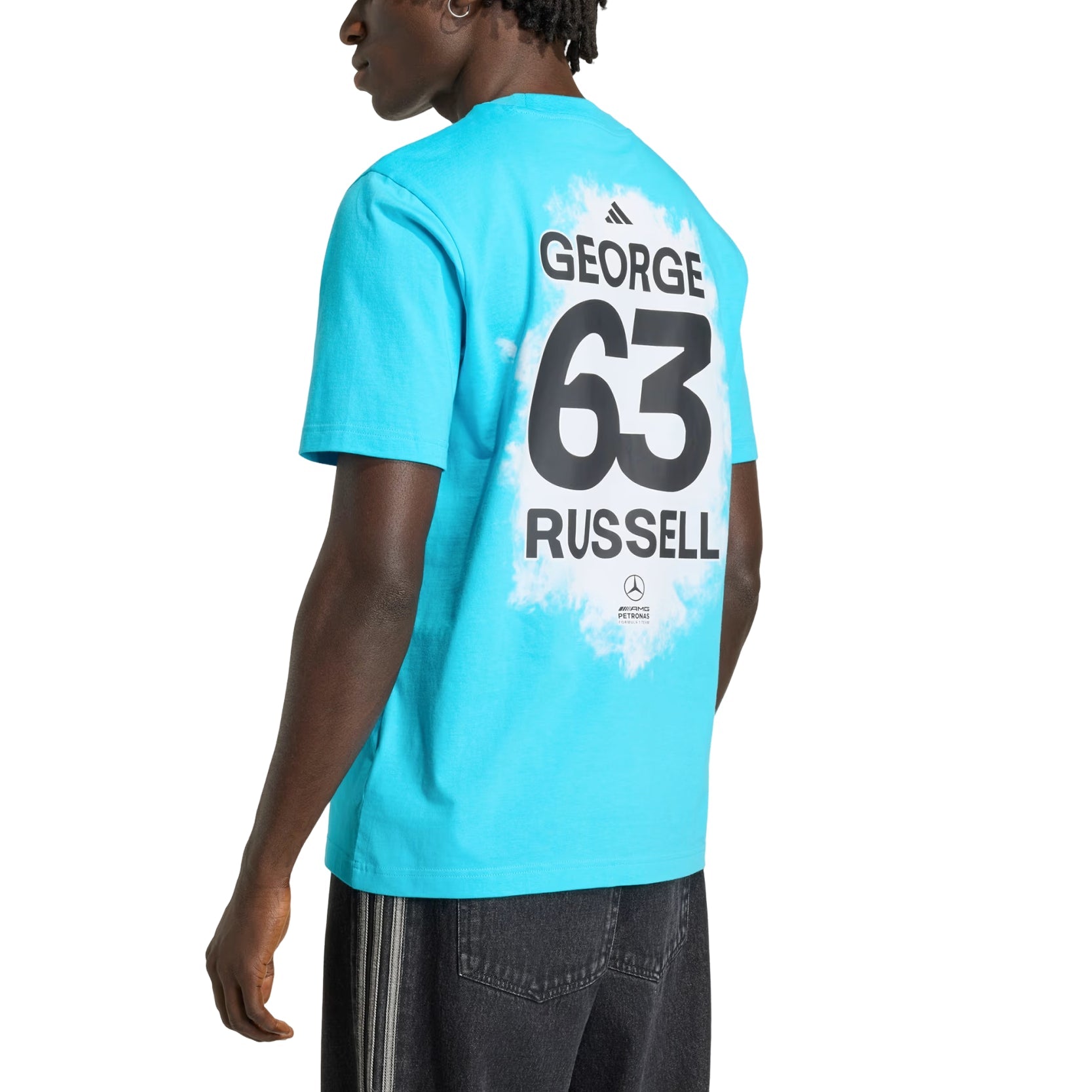 adidas x Mercedes AMG Petronas Formula 1 Team Name & Number T-Shirt Asia Sizing 'George Russell' KE7734