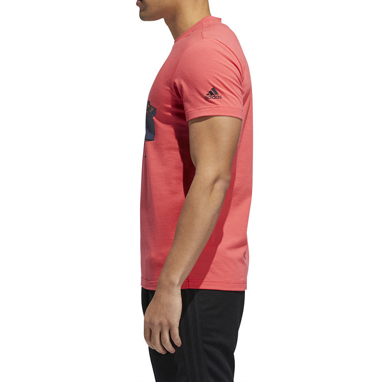 adidas Sports Round Neck Short Sleeve Pink Red FT2824