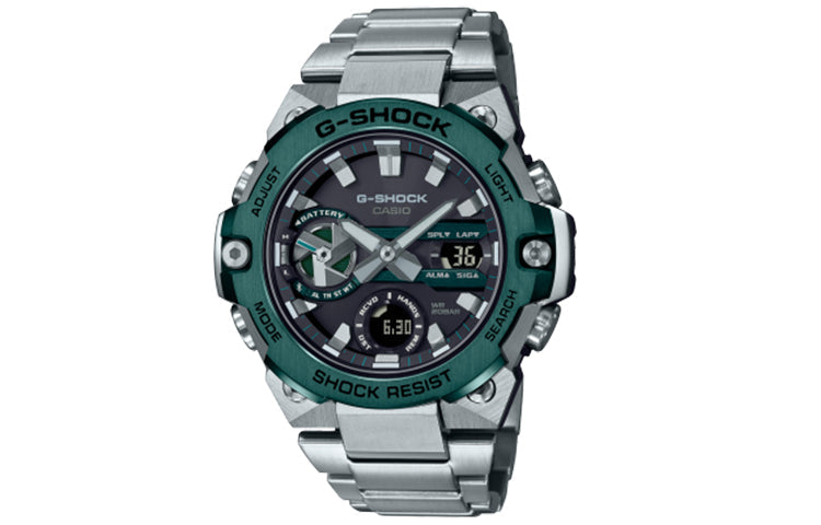 Casio G-Steel Waterproof Analog Watch 'Silver Green' GST-B400CD-1A3PFT