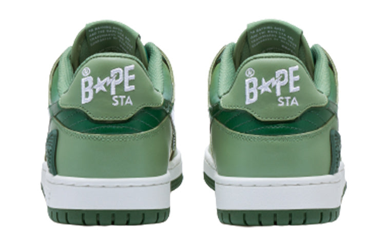 (WMNS) A BATHING APE Bape Sk8 Leather Low 'White Green' 1I70-291-020-GREN