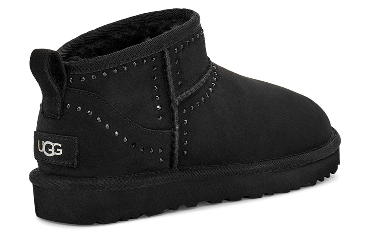 (WMNS) UGG Classic Ultra Mini Bling Fleece Lined 'Black' 1119871-BLK