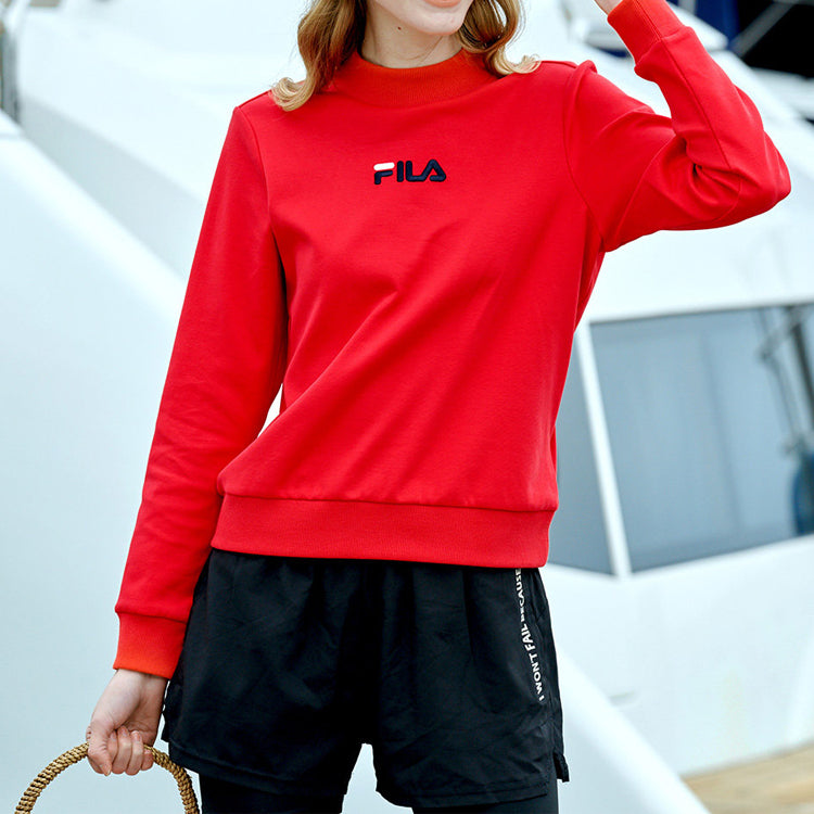 (WMNS) FILA Embroidered LOGO Minimalistic High Collar Red F11W018202F-RD