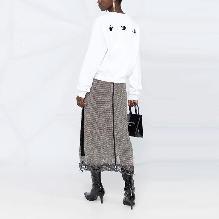 (WMNS) Off-White Slogan Printing Long Sleeves Hoodie Ordinary Version White OWBA026F20JER0020110