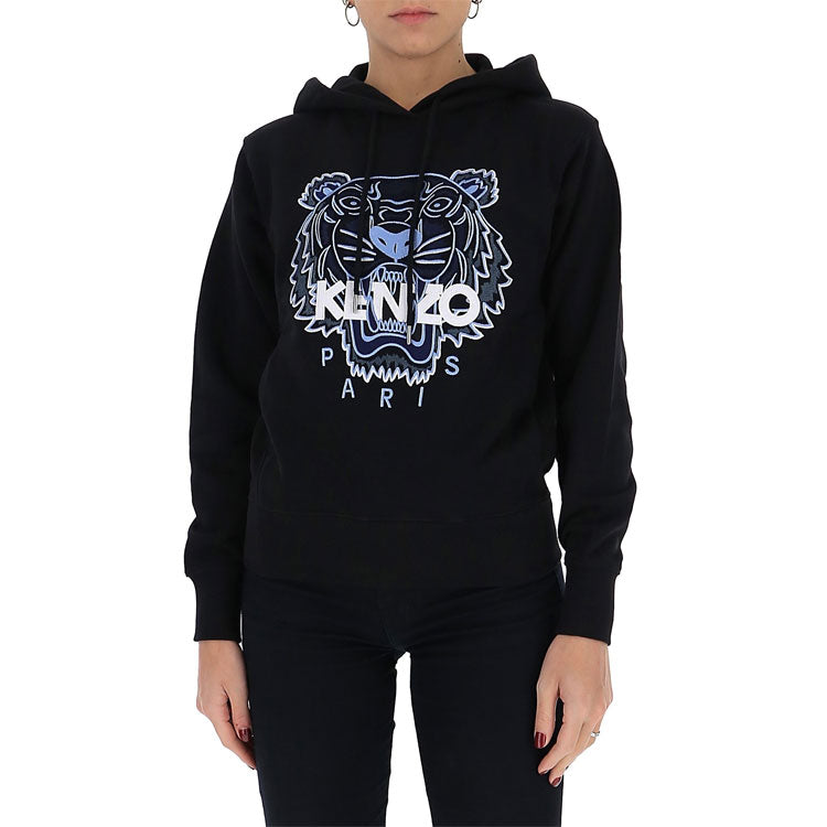 (WMNS) KENZO Embroidered Tiger Head Logo Hoodie Black FB52SW8714XA99