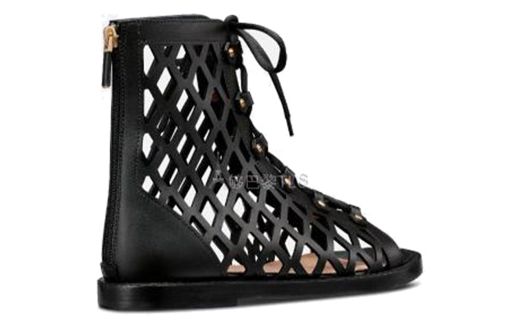 (WMNS) DIOR D-Trap Ankle Boot Black Calfskin and Shearling KCQ489CFM_900
