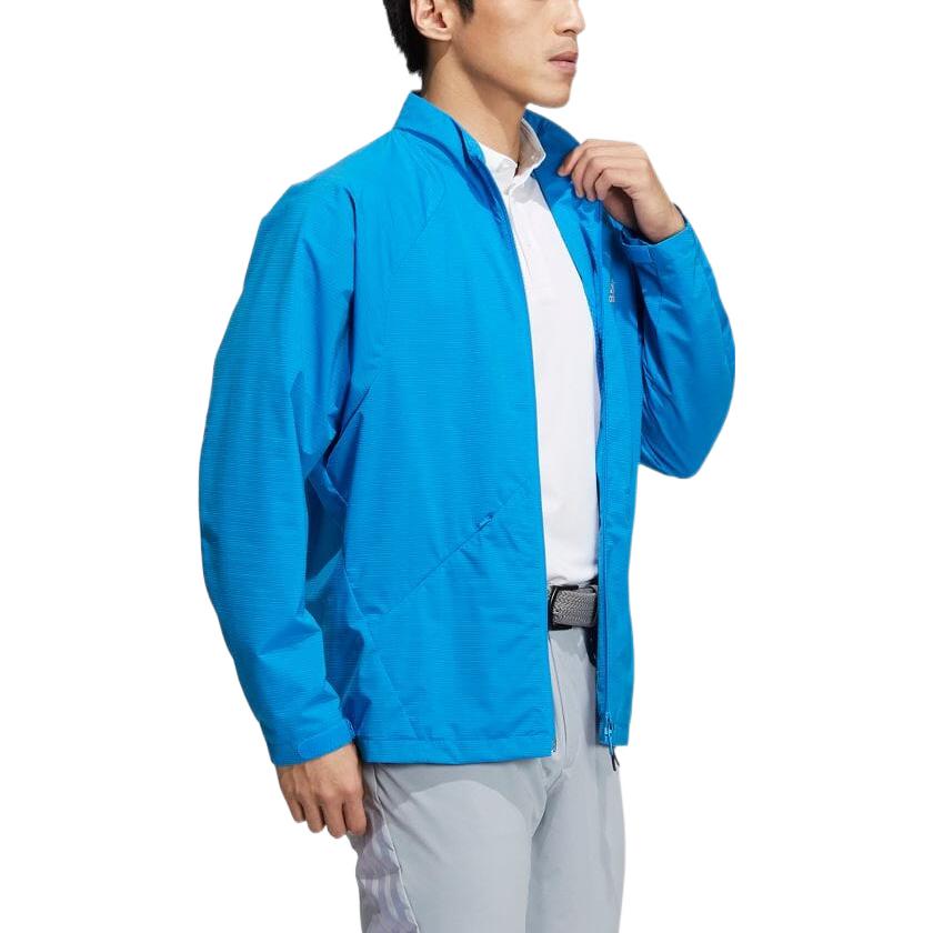 Men's adidas Solid Color Zipper Stand Collar Brand Logo Jacket Japanese Version Blue HB3649