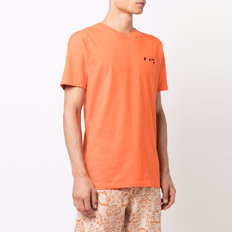 Off-White Logo Round Neck Short Sleeve Ordinary Version Orange OMAA027F21JER0012010