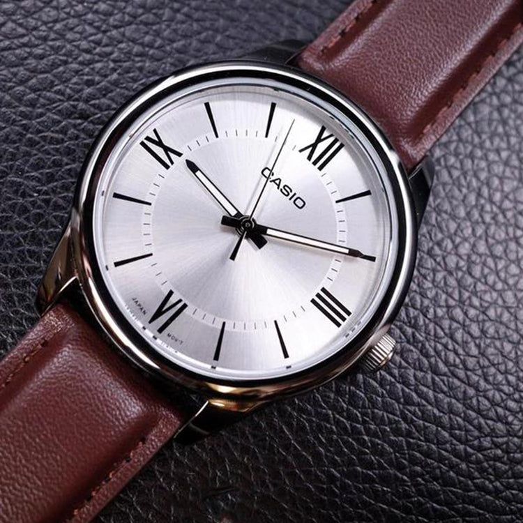 CASIO DRESS Series Vintage Businesses Men's Mens Silver Analog MTP-V005L-7B5