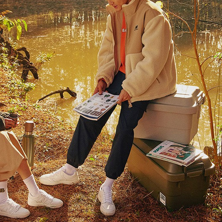 New Balance x JHI Crossover Stay Warm Splicing lamb's wool Reversible Stand Collar Jacket Couple Style Khaki NQA89013-IV