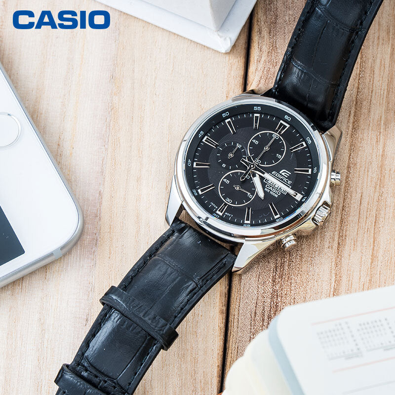 CASIO Quartz Waterproof EDIFICE Sapphire Crystal Solar Powered Mens Black Analog EFB-509L-1AVUPR