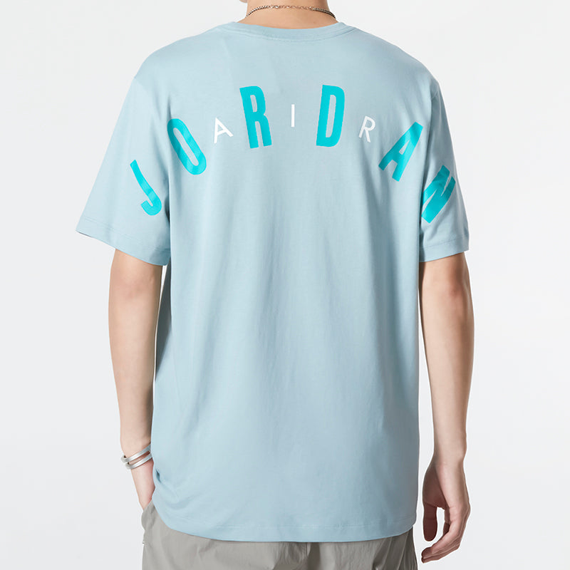 Men's Air Jordan Alphabet Flying Man Logo Printing Round Neck Casual Short Sleeve Blue T-Shirt DM1463-366
