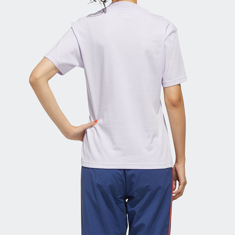(WMNS) adidas neo Athleisure Casual Sports Small Stand Collar Short Sleeve Purple GD8562