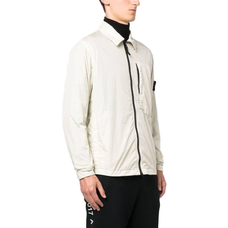 STONE ISLAND Compass Patch Collared Zip Up Jacket 'Plaster' 791510723-V0097
