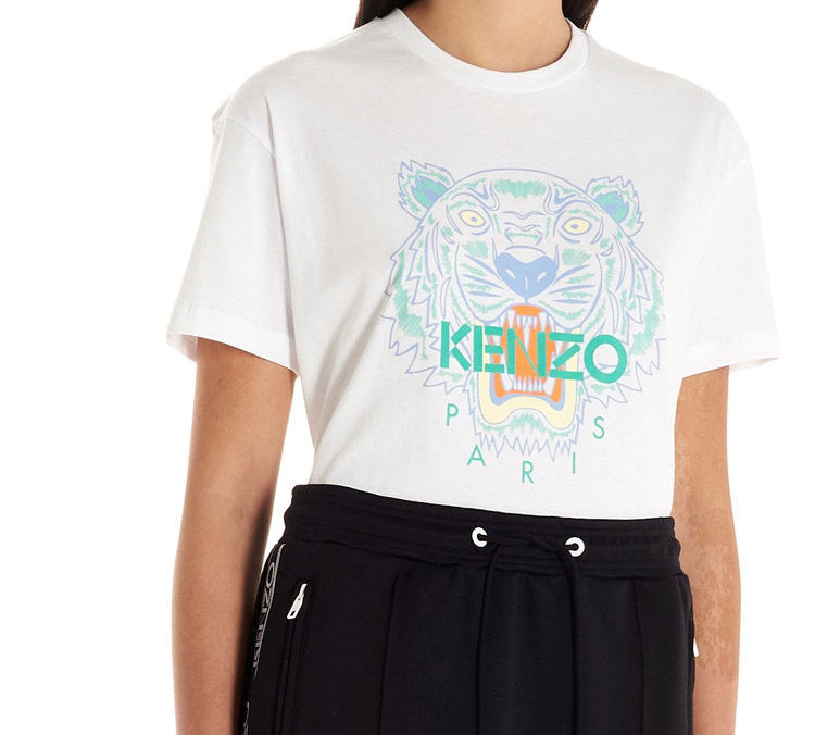 KENZO SS20 Tiger Head Pattern Short Sleeve White FA5-2TS959-4YA-01
