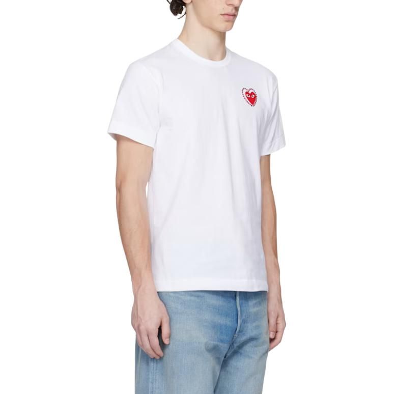 COMME des GARCONS PLAY SS25 Metalstone Heart T-Shirt 'White Red' AX-T802-051-2