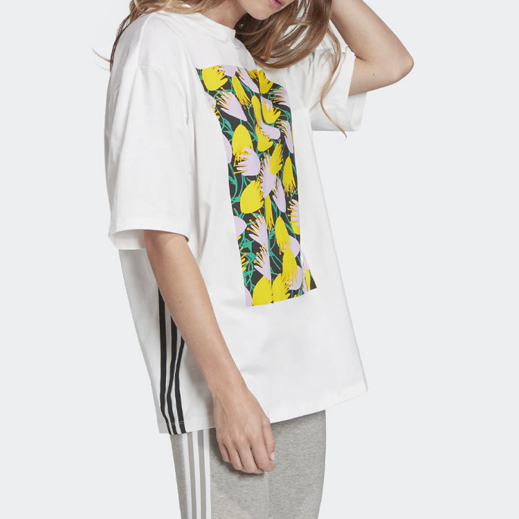 (WMNS) adidas originals GRAPHIC Flowers Short Sleeve White FL4080