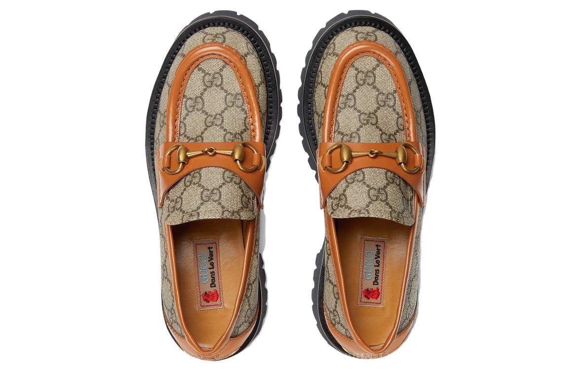 (WMNS) Gucci GG Canvas Platform Loafers Horsebit 'Brown Leather' 723283-FAA0Q-9790