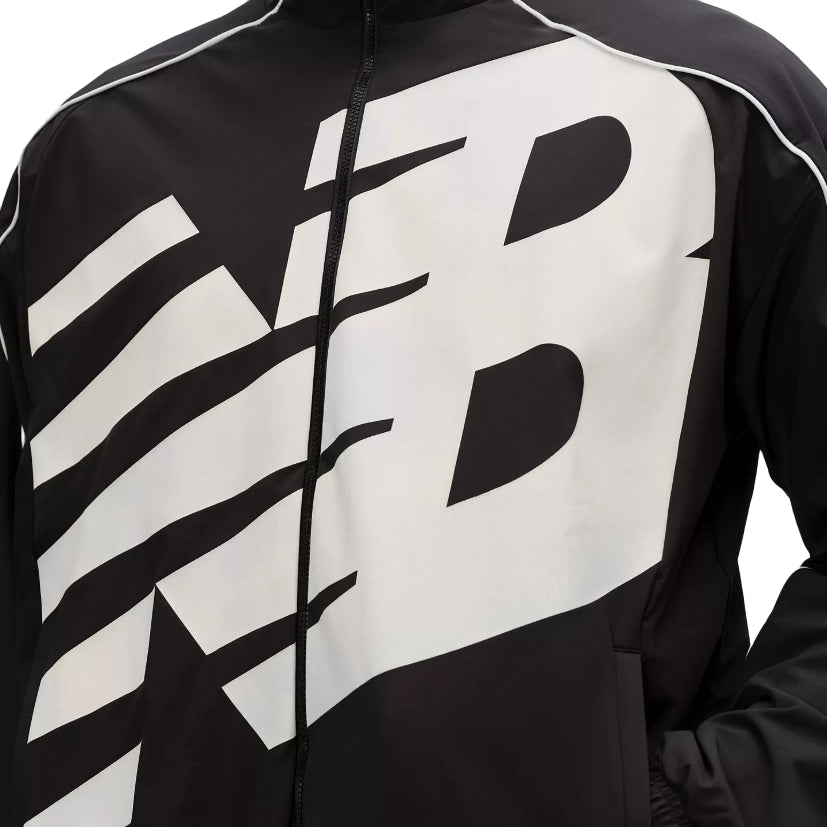 New Balance Basketball Oversized Print Woven Jacket 'Black' MJ61X398-BK